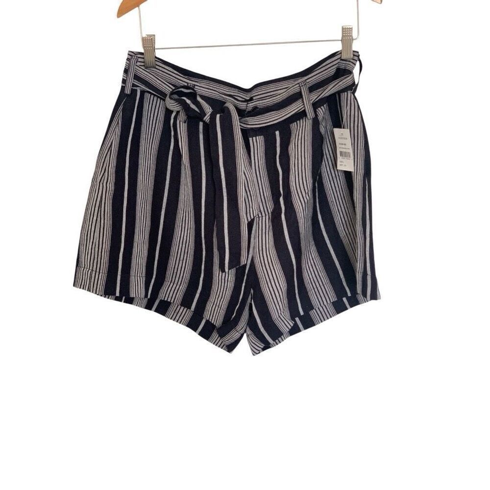 Rails Katy Mediterranean Stripe Black Gray Wide Leg Shorts - Large